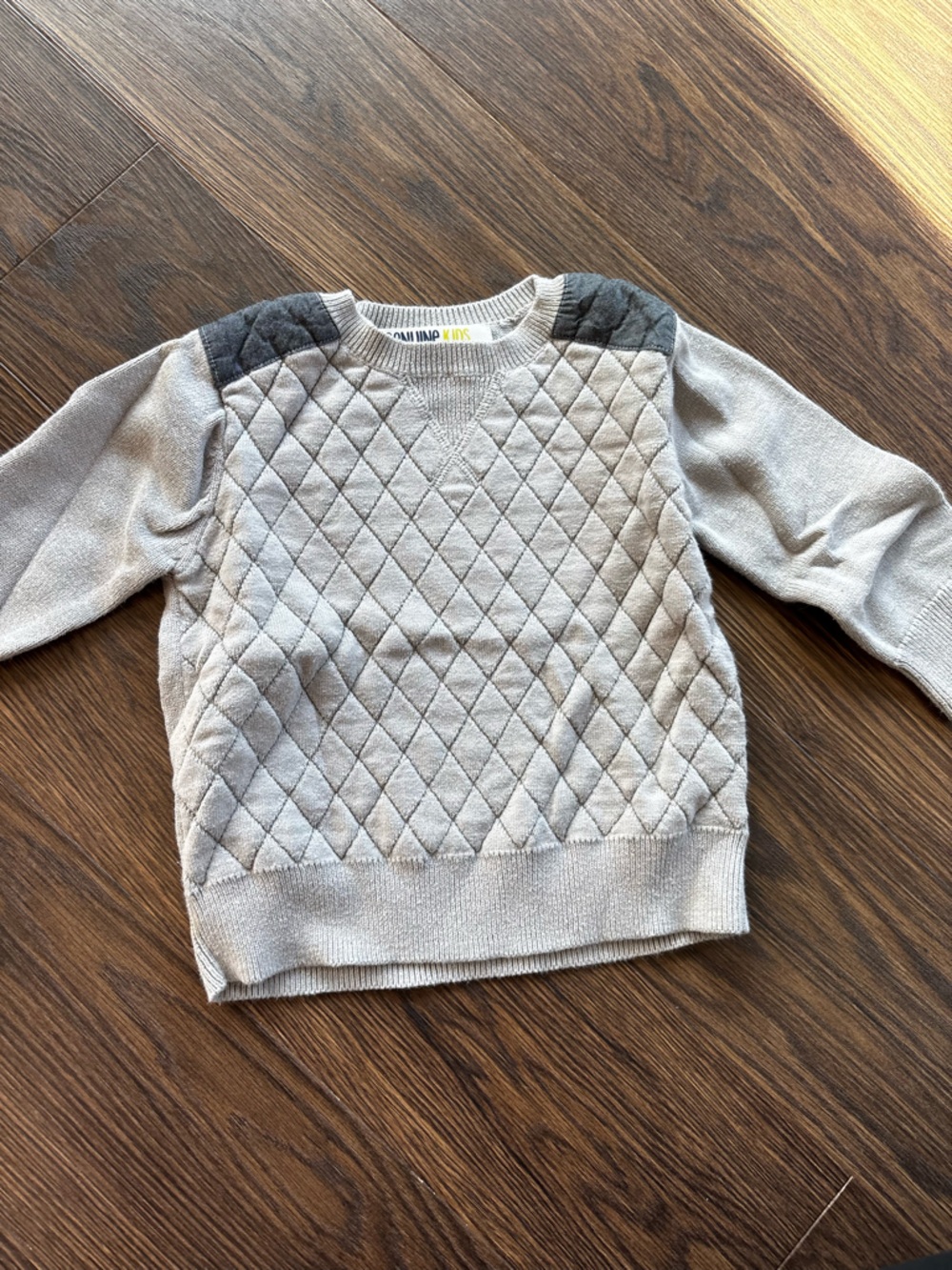 OshKosh B'gosh Light Gray Quilted Sweater with Dark Gray Shoulder Accents